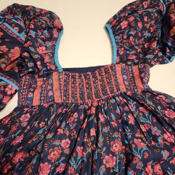 NWT free People Endless Afternoon Boho Mini Dress Balloon Sleeve  SZ L - Picture 10 of 16